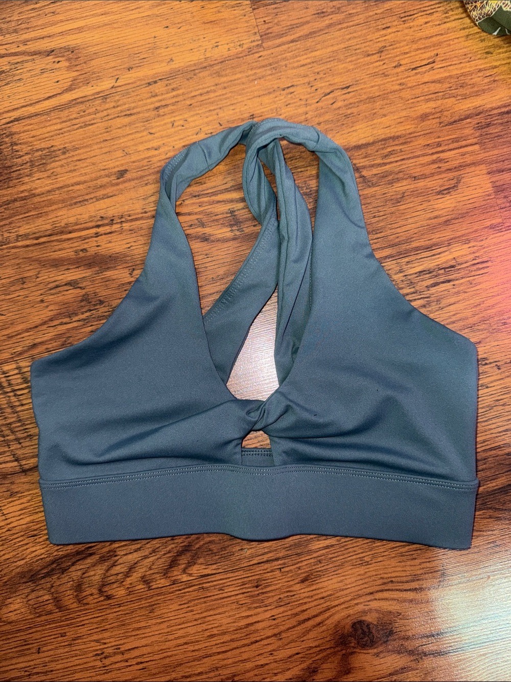 Fabletics Women's Teal Knot-Front Sports Bra - Comfort Support 29.T